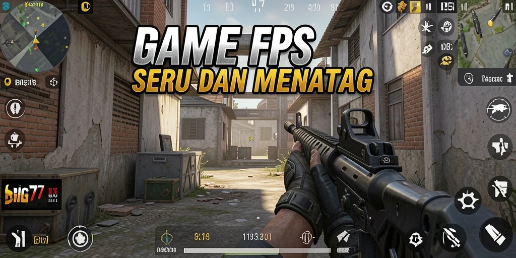Tampilan gameplay mendebarkan dalam BIG77 dengan aksi FPS yang intens.