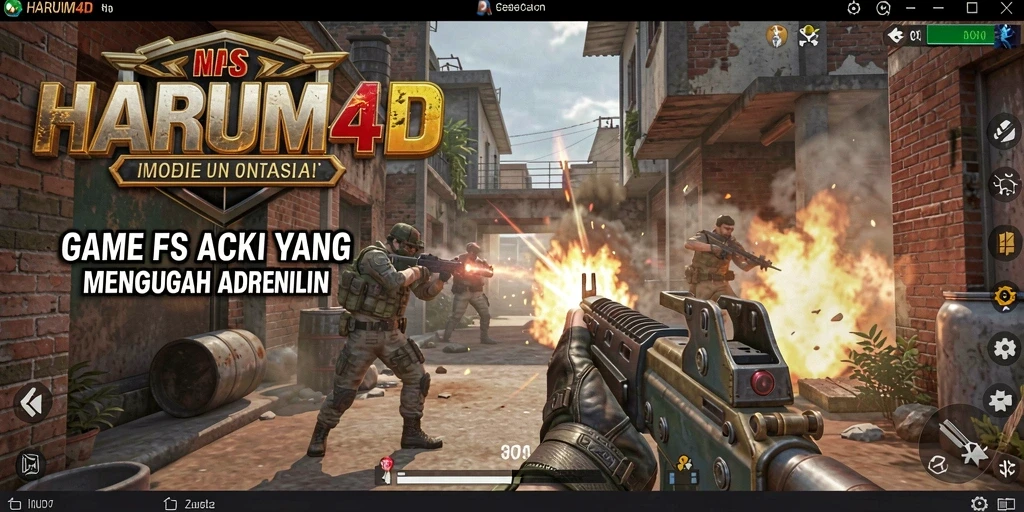 Tampilan screenshot utama HARUM4D menampilkan intensitas gameplay FPS.