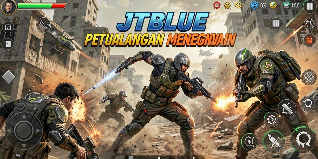 Tampilan utama gameplay JTBLUE dengan aksi seru dan grafis menakjubkan.