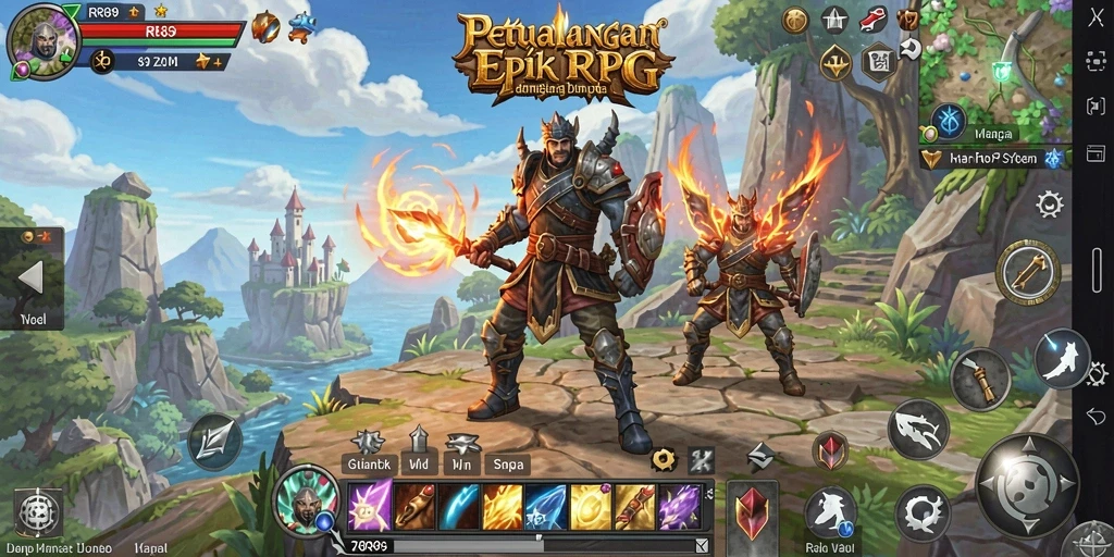 Tangkapan layar gameplay <strong>RR89</strong> yang menunjukkan pertarungan epik dan eksplorasi.