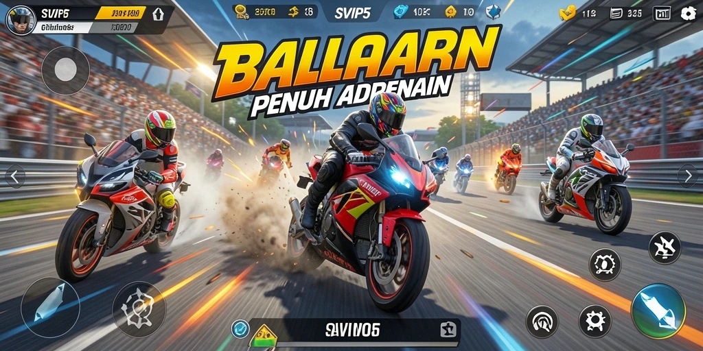 Gameplay seru SVIP5 dengan balapan motor yang menegangkan.