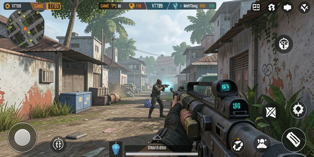 Tampilan menarik dari gameplay VT789 dengan pertempuran TPS yang intens.